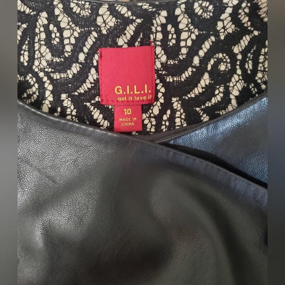 G.I.L.I Faux Leather Motorcycle Jacket W/ Bonded Lace Black Color  Size 10 - Picture 8 of 9